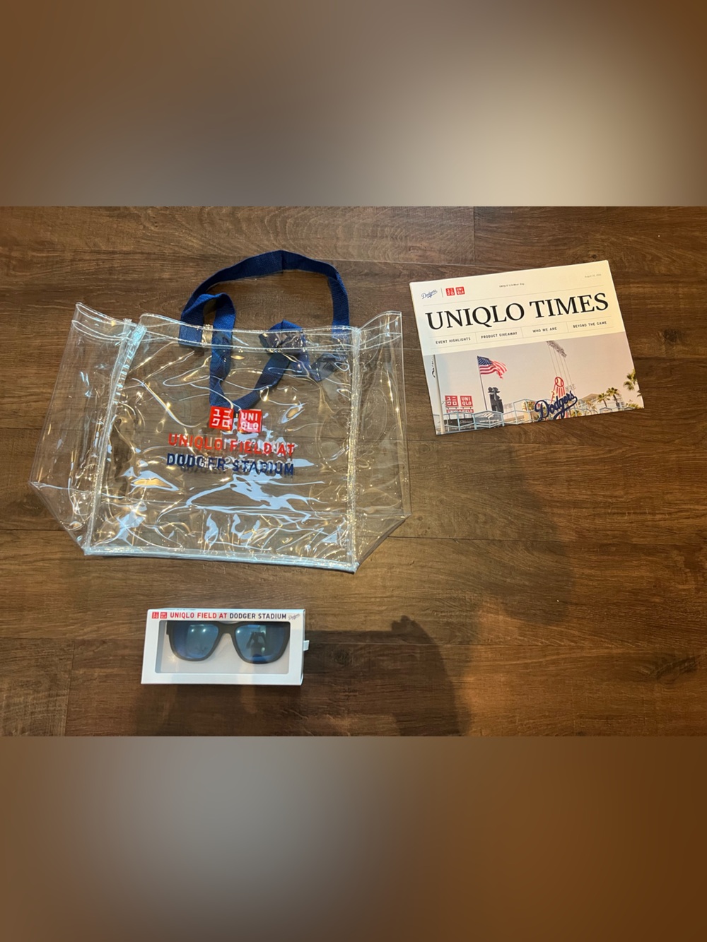 Dodgers Uniqlo Clear Tote and Sunglasses